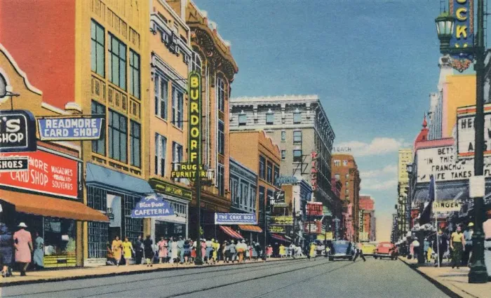 Framed Print : Fourth Ave. Looking North, 1942. Artist: Caufield & Shook