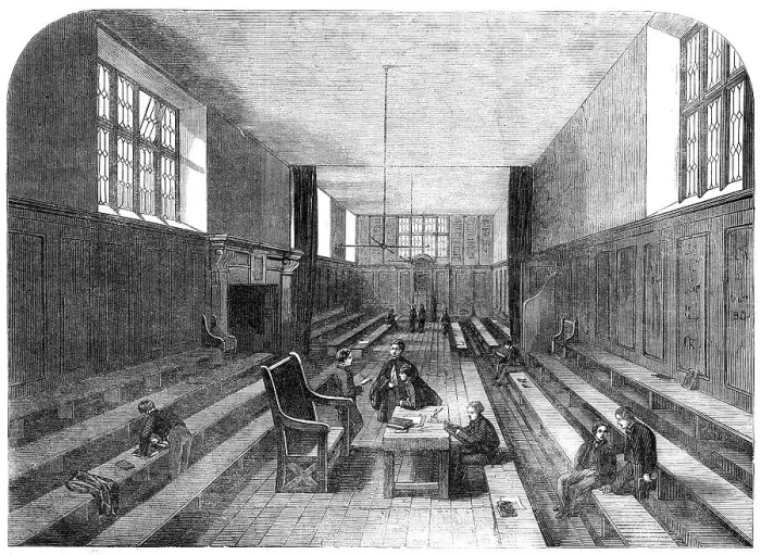Framed Print : Fourth-form room at Harrow School, 1862. Creator: Unknown Framed Print : Fourth-form room at Harrow School, 1862. Creator: Unknown
