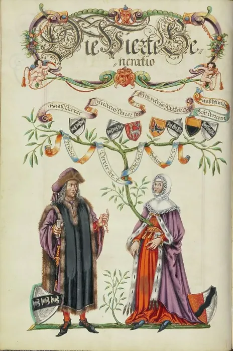 Framed Print : The Fourth Generation, Friedrich Derrer; Genealogy of the Derrer Family, about 1626-1711. Creator: Unknown Framed Print : The Fourth Generation, Friedrich Derrer; Genealogy of the Derrer Family, about 1626-1711. Creator: Unknown