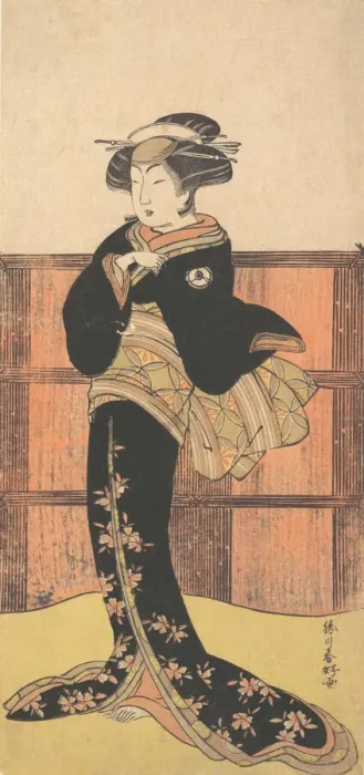 Framed Print : The Fourth Iwai Hanshiro as a Woman in a Black Kimono, ca. 1778 Creator: Katsukawa Shunko Framed Print : The Fourth Iwai Hanshiro as a Woman in a Black Kimono, ca. 1778 Creator: Katsukawa Shunko