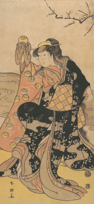 Framed Print : The Fourth Iwai Hanshiro as a Woman Holding a Crystal Ball and Dancing on the Bank of Framed Print : The Fourth Iwai Hanshiro as a Woman Holding a Crystal Ball and Dancing on the Bank of