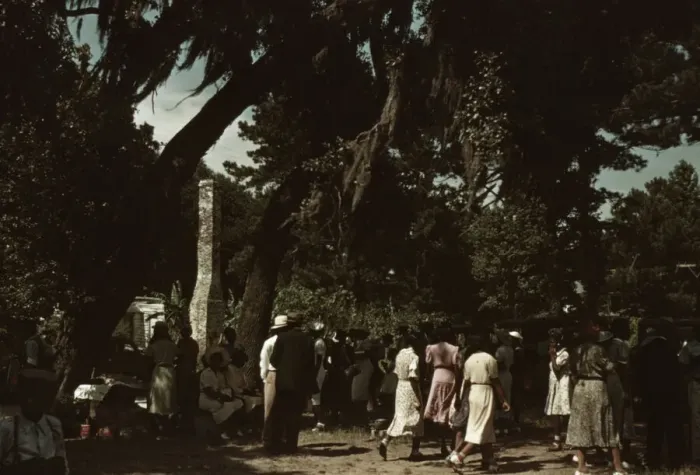 Framed Print : Fourth of July picnic by a group of Negroes, St. Helena Island, S. C. 1939. Creator: Marion Post Wolcott Framed Print : Fourth of July picnic by a group of Negroes, St. Helena Island, S. C. 1939. Creator: Marion Post Wolcott