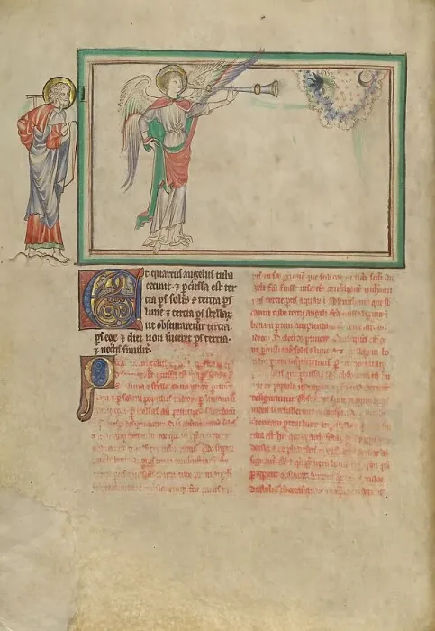 Framed Print : The Fourth Trumpet: The Darkening of a Third of the Celestial Bodies, about 1255-1260. Creator: Unknown Framed Print : The Fourth Trumpet: The Darkening of a Third of the Celestial Bodies, about 1255-1260. Creator: Unknown