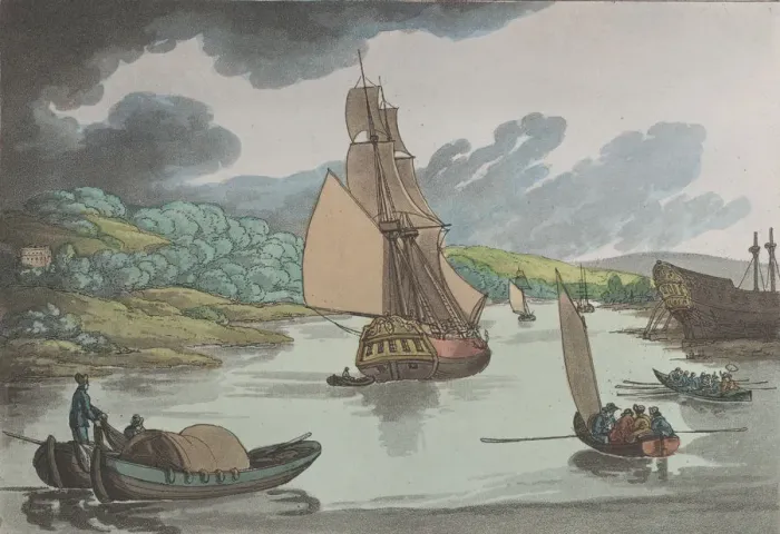 Framed Print : Fowey, Cornwall, from Sketches from Nature, 1822. 1822 Framed Print : Fowey, Cornwall, from Sketches from Nature, 1822. 1822