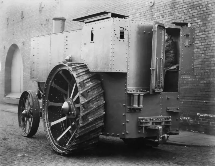 Framed Print : Fowler armoured traction engine. Creator: Unknown Framed Print : Fowler armoured traction engine. Creator: Unknown