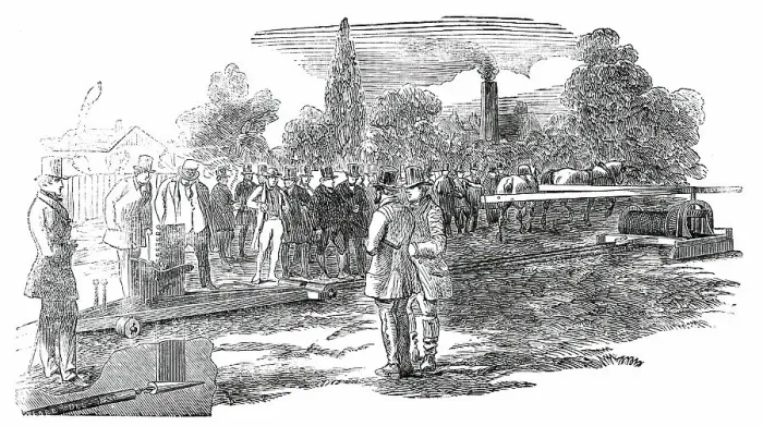 Framed Print : Fowler's New Subsoil Draining Plough, 1850. Creator: Unknown Framed Print : Fowler's New Subsoil Draining Plough, 1850. Creator: Unknown