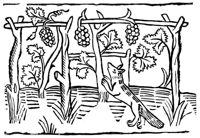 Framed Print : The Fox and the Grapes, 15th century (1893) Framed Print : The Fox and the Grapes, 15th century (1893)