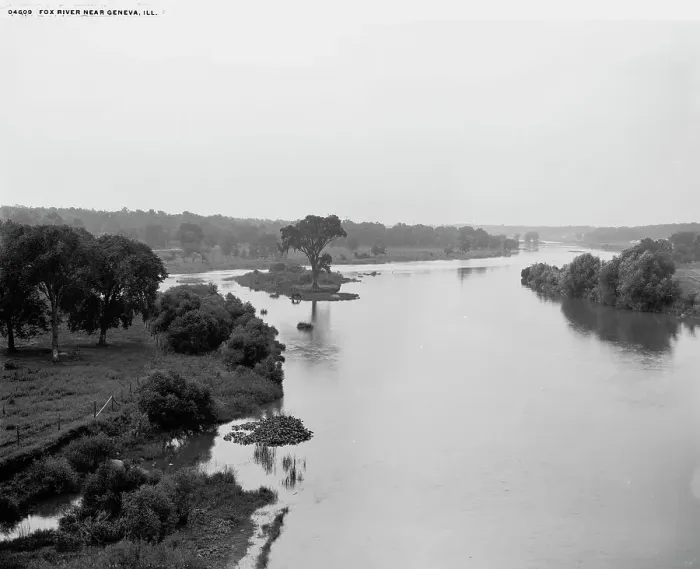 Framed Print : Fox River near Geneva, Ill. c.(between 1880 and 1899). Creator: Unknown Framed Print : Fox River near Geneva, Ill. c.(between 1880 and 1899). Creator: Unknown