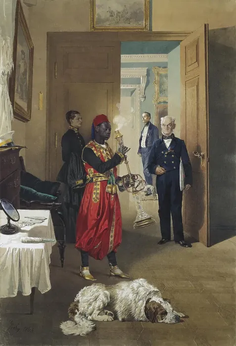 Framed Print : Foyer of the Great Palace in Tsarskoye Selo, 1865. Artist: Zichy, Mihaly (1827-1906) Framed Print : Foyer of the Great Palace in Tsarskoye Selo, 1865. Artist: Zichy, Mihaly (1827-1906)