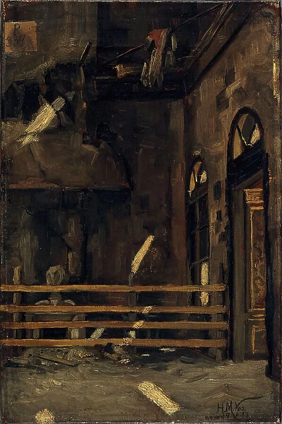 Foyer of the Opera-Comique, after the fire of May 15, 1887. Creator: Henri-Martin Vos