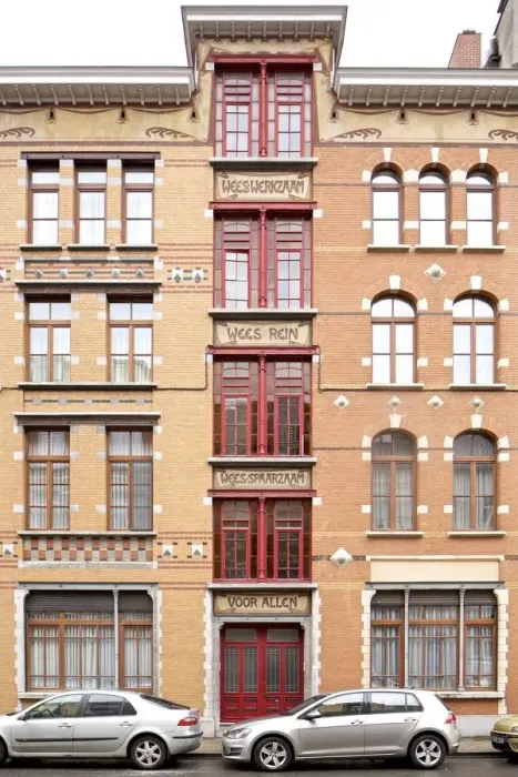 Framed Print : Foyer Schaerbeek, 53-59 Rue Victor Hugo, Brussels, Belgium, (1909) c2014-2017. Artist Framed Print : Foyer Schaerbeek, 53-59 Rue Victor Hugo, Brussels, Belgium, (1909) c2014-2017. Artist