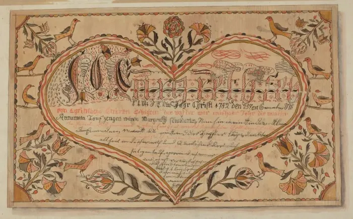 Framed Print : Fractur: Christening Certificate, c. 1936. Creator: Ella Josephine Sterling