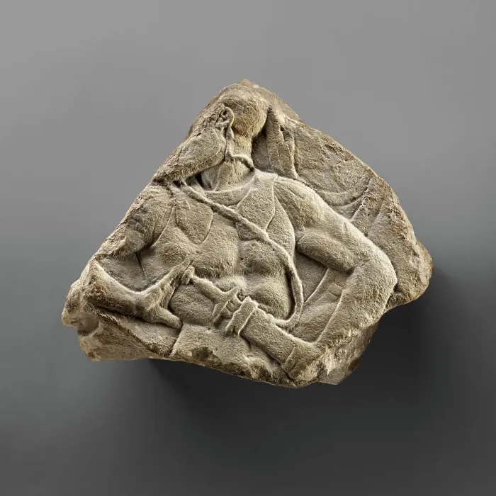 Framed Print : Fragment of an Archaistic Relief with a Warrior, late 1st century B.C. Creator: Unknown Framed Print : Fragment of an Archaistic Relief with a Warrior, late 1st century B.C. Creator: Unknown