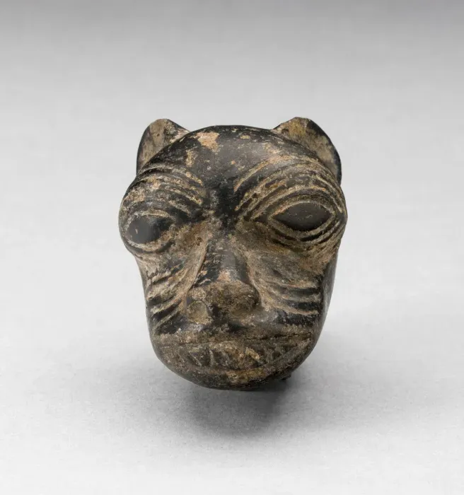 Framed Print : Fragment from a Blackware Vessel in the Form of a Puma Head, A. D. 1000  /  1400