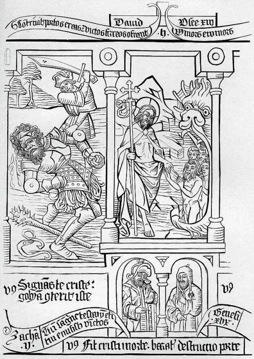 Framed Print : Fragment facsimile of page 28 of the Bible of the Poor, 1849. Artist: A Bisson