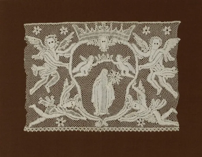 Framed Print : Fragment (Flounce depicting Mary, Queen of Heaven), Italy, 1725 / 75. Creator: Unknown Framed Print : Fragment (Flounce depicting Mary, Queen of Heaven), Italy, 1725 / 75. Creator: Unknown