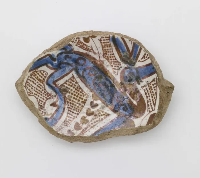 Framed Print : Fragment of the foot of a bowl, early 13th century. Creator: Unknown Framed Print : Fragment of the foot of a bowl, early 13th century. Creator: Unknown