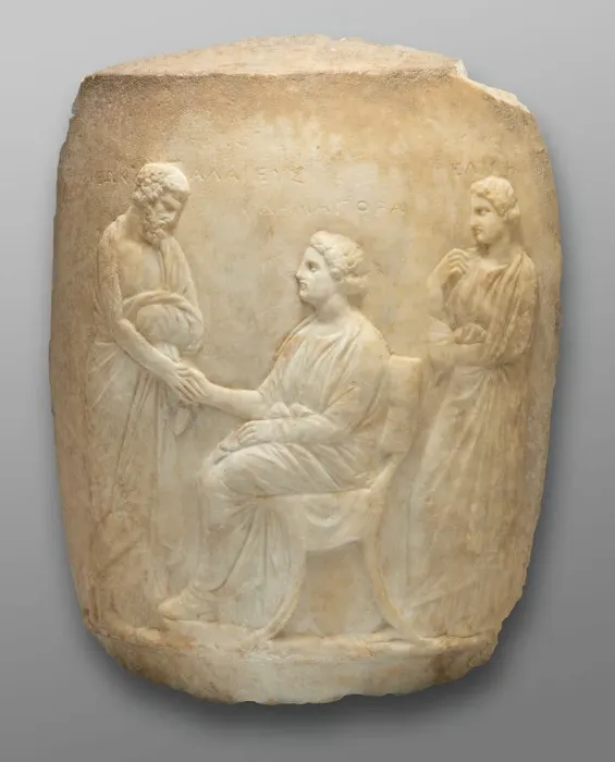 Framed Print : Fragment of a Funerary Lekythos (Monument in the Shape of an Oil Jar), 4th century BCE. Creator: Demagora Master Framed Print : Fragment of a Funerary Lekythos (Monument in the Shape of an Oil Jar), 4th century BCE. Creator: Demagora Master