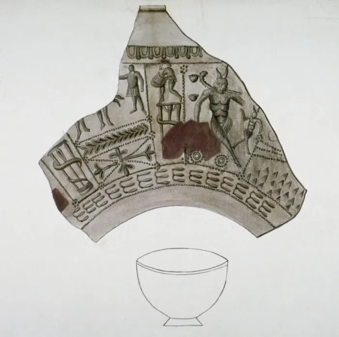 Framed Print : Fragment of Roman pottery found in Walbrook, City of London, 1820 Framed Print : Fragment of Roman pottery found in Walbrook, City of London, 1820