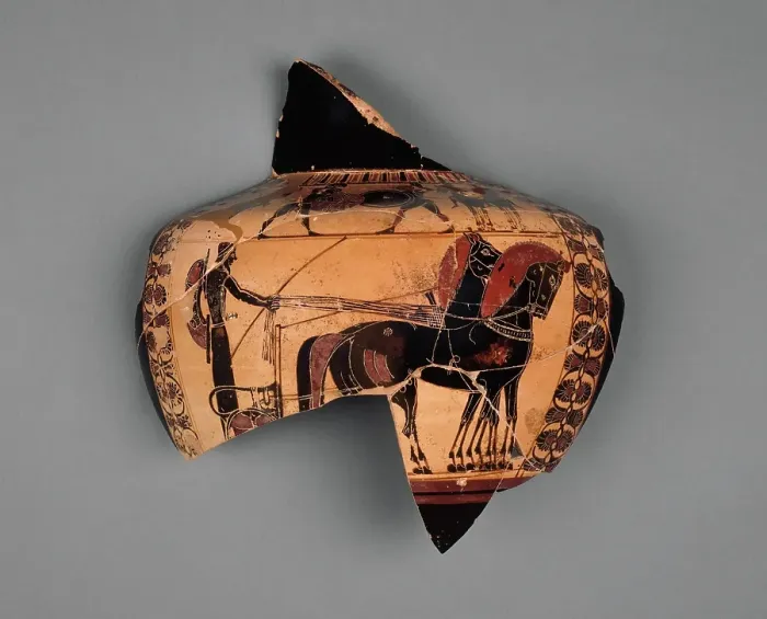 Framed Print : Fragmentary Attic Black-Figure Hydria, about 530 BC. Creator: Unknown Framed Print : Fragmentary Attic Black-Figure Hydria, about 530 BC. Creator: Unknown