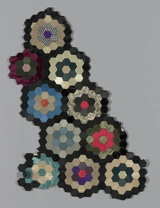 Framed Print : Fragments from Bedcover (Mosaic or Honeycomb Quilt), United States, 1876. Creator: Unknown Framed Print : Fragments from Bedcover (Mosaic or Honeycomb Quilt), United States, 1876. Creator: Unknown