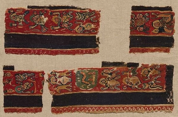 Four Fragments of the Clavi of a Tunic, 400s - 600s. Creator: Unknown