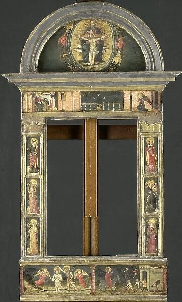 Frame depicting the Annunciation, Baptism of Christ, Entry into Jerusalem, Saints Cecilia and Cather Creator: Circle of Giovanni di Francesco del Cervelliera