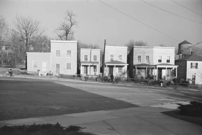 Framed Print : Frame houses. Fredericksburg, Virginia, 1936. Creator: Walker Evans Framed Print : Frame houses. Fredericksburg, Virginia, 1936. Creator: Walker Evans