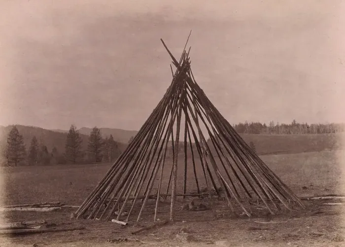 Framed Print : Framework for a Birchbark Yurt, 1897. Creator: Unknown Framed Print : Framework for a Birchbark Yurt, 1897. Creator: Unknown