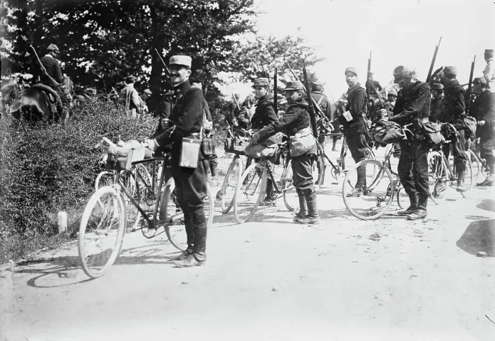 Framed Print : France - Cyclists of Army, between c1914 and c1915. Creator: Bain News Service Framed Print : France - Cyclists of Army, between c1914 and c1915. Creator: Bain News Service