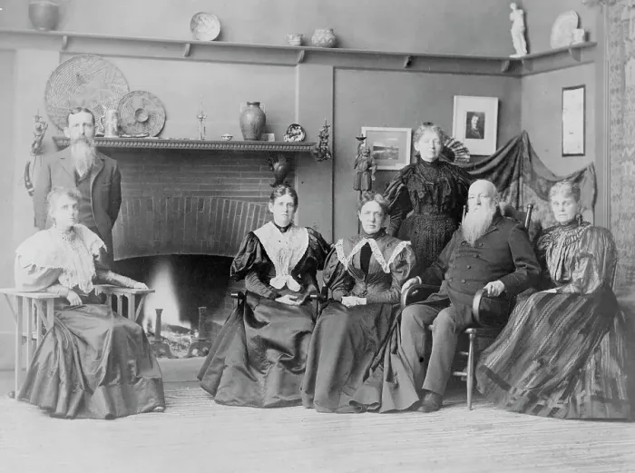 Framed Print : Frances Benjamin Johnston and her family in studio, 1332 V St. N.W. Washington, D.C. 1896. Creator: Frances Benjamin Johnston Framed Print : Frances Benjamin Johnston and her family in studio, 1332 V St. N.W. Washington, D.C. 1896. Creator: Frances Benjamin Johnston
