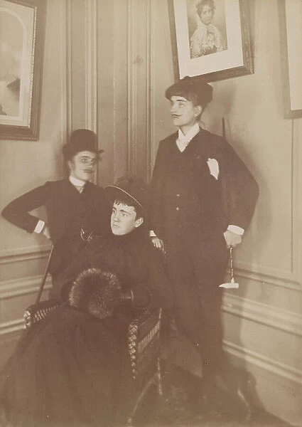Frances Benjamin Johnston, full lgth. standing, in costume, wearing mustache... c1890 - 1900. Creator: Frances Benjamin Johnston