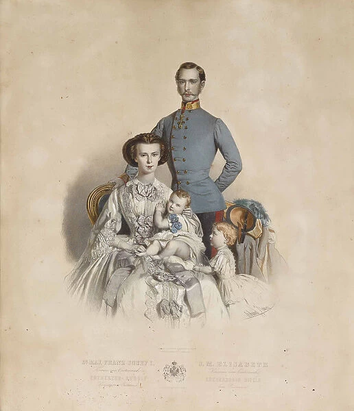 Francis Joseph I and Elisabeth of Austria with children, Gisela and Rudolf