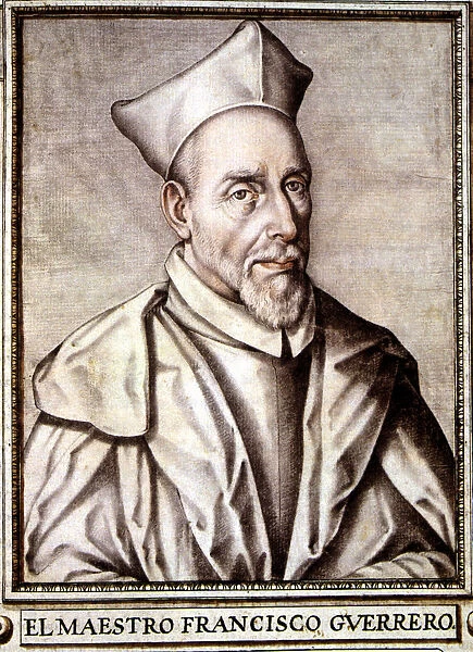 Francisco Guerrero (1528-1599). Spanish composer, engraving in the book Libro de
