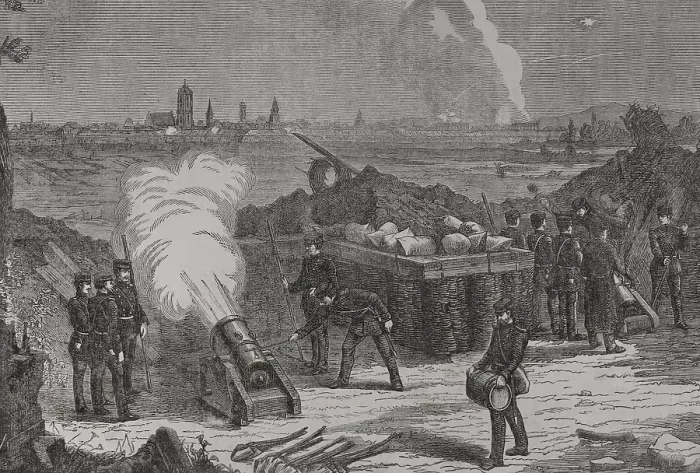 Framed Print : Franco-Prussian War (1870-1871): Siege of Selestat (Schlettstadt) by Prussian troops, 1871. Creator: Unknown Framed Print : Franco-Prussian War (1870-1871): Siege of Selestat (Schlettstadt) by Prussian troops, 1871. Creator: Unknown
