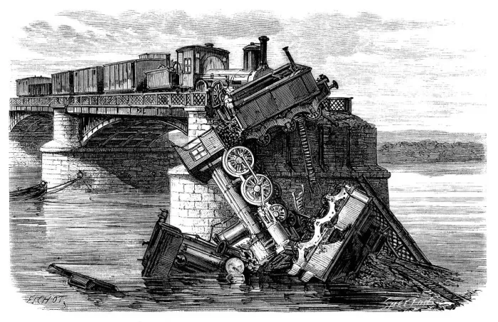 Framed Print : Franco - Prussian War, siege of Paris by the Germans, German train derailment Framed Print : Franco - Prussian War, siege of Paris by the Germans, German train derailment