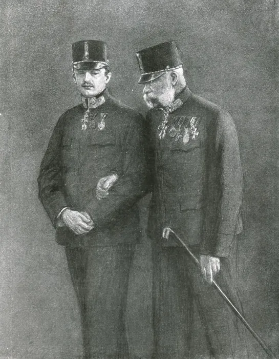 Framed Print : Francois-Joseph et Charles de Habsbourg, 1914. Creator: J Simont Framed Print : Francois-Joseph et Charles de Habsbourg, 1914. Creator: J Simont