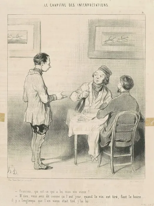 Framed Print : François, qui est-ce qui a bu mon vin... 19th century. Creator: Honore Daumier Framed Print : François, qui est-ce qui a bu mon vin... 19th century. Creator: Honore Daumier