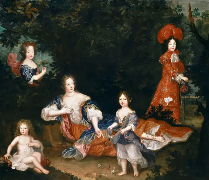 Framed Print : Francoise-Athenais de Rochechouart, marquise de Montespan (1640-1707) and her children. Artist: Anonymous Framed Print : Francoise-Athenais de Rochechouart, marquise de Montespan (1640-1707) and her children. Artist: Anonymous