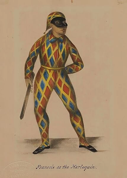 Françoise Ravel as the Harlequin, 1855-1859. Creator: Alfred Jacob Miller