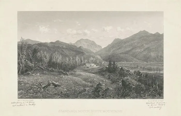 Framed Print : Franconia Notch, White Mountains, c. 1850s. Creator: Stephen Alonzo Schoff Framed Print : Franconia Notch, White Mountains, c. 1850s. Creator: Stephen Alonzo Schoff