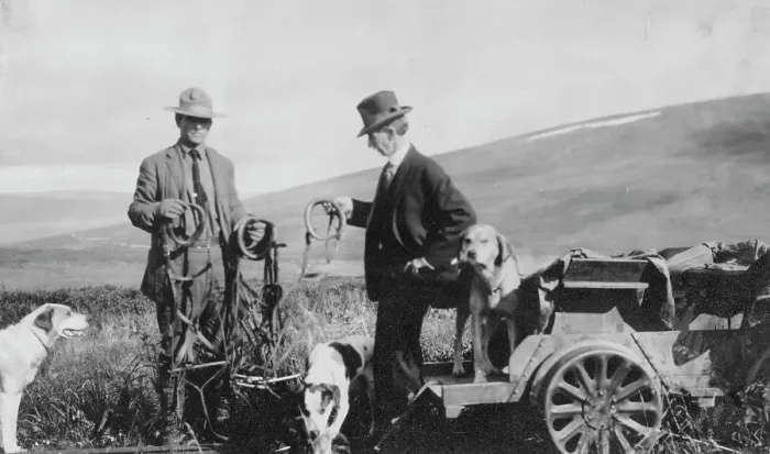 Framed Print : Frank G. Carpenter beside pupmobile, between c1900 and 1916. Creator: Unknown Framed Print : Frank G. Carpenter beside pupmobile, between c1900 and 1916. Creator: Unknown