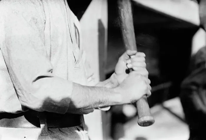 Framed Print : Frank Home Run Baker's batting grip, c1912. Creator: Bain News Service Framed Print : Frank Home Run Baker's batting grip, c1912. Creator: Bain News Service