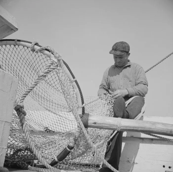 Framed Print : Frank Mineo, owner and skipper of the New England fishing boat... Gloucester, Massachusetts, 1943. Creator: Gordon Parks Framed Print : Frank Mineo, owner and skipper of the New England fishing boat... Gloucester, Massachusetts, 1943. Creator: Gordon Parks