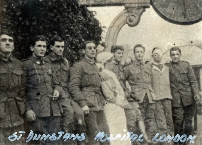 Framed Print : Frank Morris and other blinded soldiers c1918. Creator: Unknown Framed Print : Frank Morris and other blinded soldiers c1918. Creator: Unknown