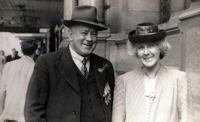 Framed Print : Frank and Phyllis Page, Anzac Day march, year unknown. Creator: Unknown Framed Print : Frank and Phyllis Page, Anzac Day march, year unknown. Creator: Unknown