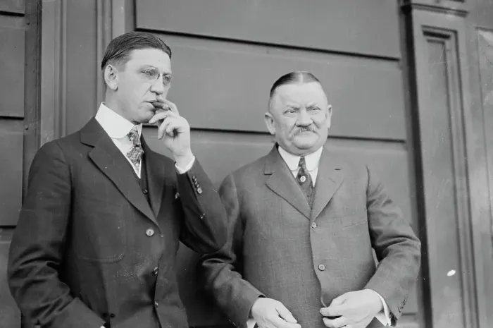 Framed Print : Frank Stevens, concessionnaire, at left and August Garry Herrmann, President of the Cincinnati Red Creator: Bain News Service Framed Print : Frank Stevens, concessionnaire, at left and August Garry Herrmann, President of the Cincinnati Red Creator: Bain News Service