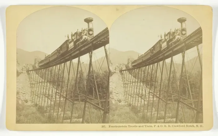 Framed Print : Frankenstein Trestle and Train, P. & O. R. R. Crawford Notch, N. H. late 19th century Framed Print : Frankenstein Trestle and Train, P. & O. R. R. Crawford Notch, N. H. late 19th century