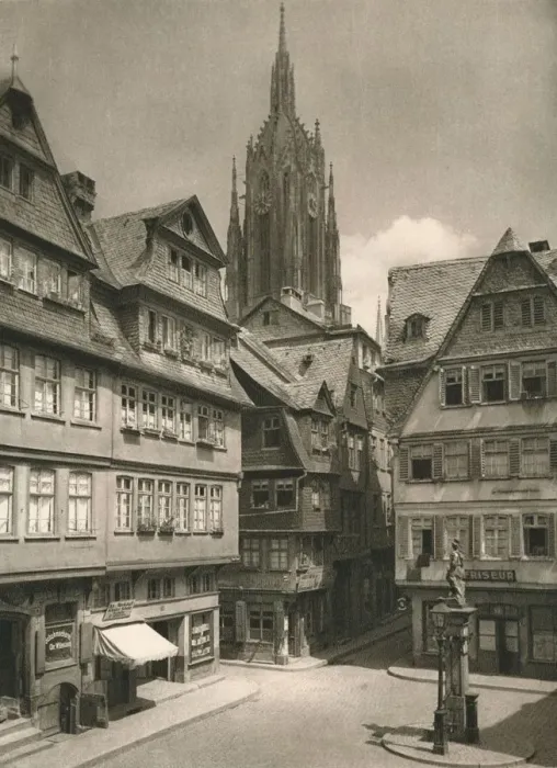 Framed Print : Frankfurt a. Main. Saalgasse - Cathedral Tower, 1931. Artist: Kurt Hielscher Framed Print : Frankfurt a. Main. Saalgasse - Cathedral Tower, 1931. Artist: Kurt Hielscher