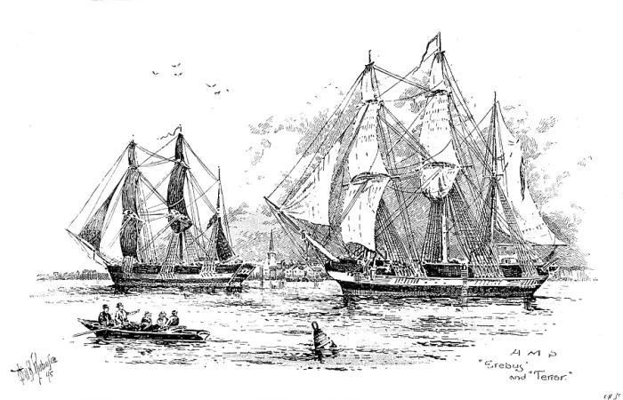 Framed Print : The Franklin Celebration: the Franklin Expedition - H.M.S 'Erebus' and 'Terror', 1895. Creator: Carl Hentschel Framed Print : The Franklin Celebration: the Franklin Expedition - H.M.S 'Erebus' and 'Terror', 1895. Creator: Carl Hentschel